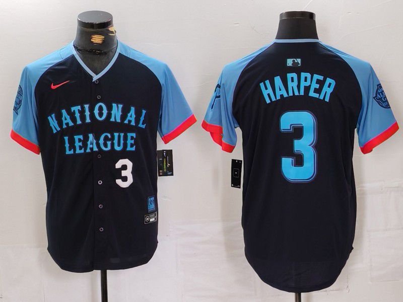 Men Philadelphia Phillies #3 Harper Blue All star 2024 Nike MLB Jersey style 4->philadelphia phillies->MLB Jersey